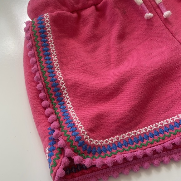 Boden Little Girls Pink Embroidered Pom Pom Trim French Terry Shorts Size 5Y - Picture 5 of 6